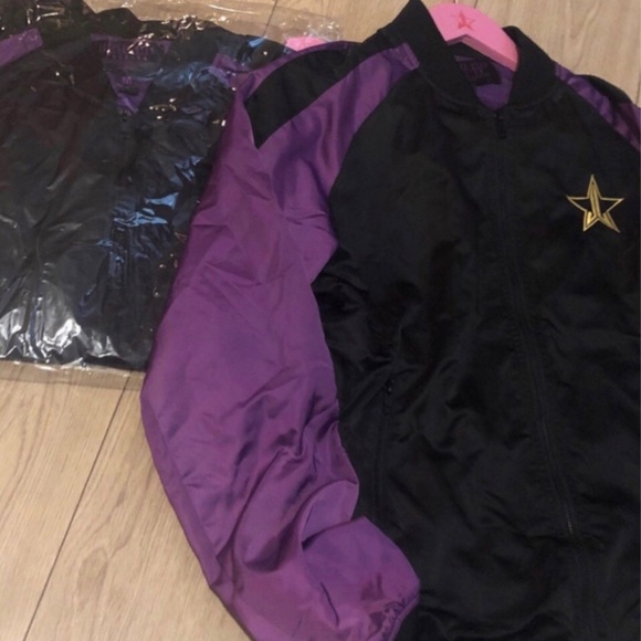 JEFFREE STAR BLOOD LUST Satin zip up bomber jacket. includes JS pink hanger NEW - Picture 13 of 16